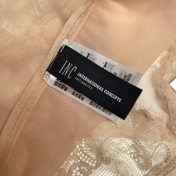 INC Intimates Underwire Lace Bra & Lace Trim Mesh Brief Underwear Almond Latte M - Picture 14 of 14